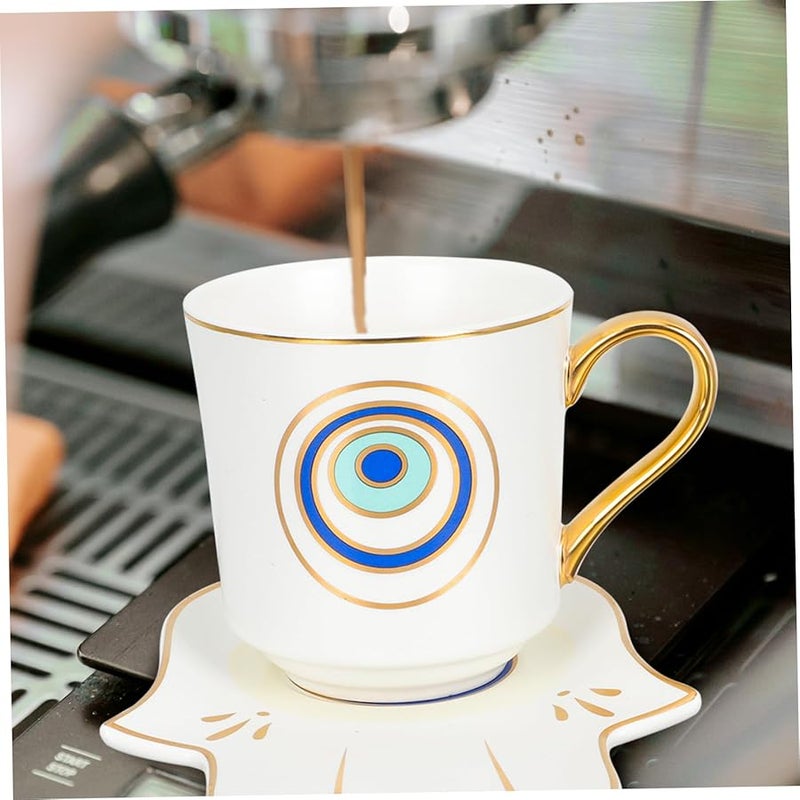 White Blue Coffee Set Smooth Rim Tea Cup For Afternoon Tea Home Bar Restaurant - Image 5